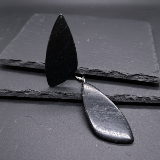 Galaxy Jadeite Earrings — Rare Black Jadeite with Pyrite Inclusions