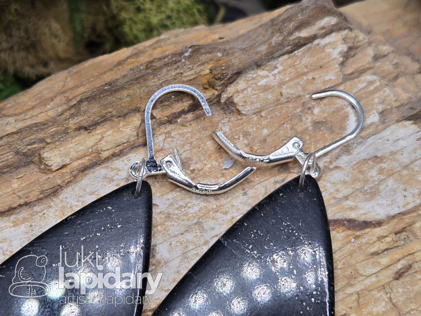 Galaxy Jadeite Earrings — Rare Black Jadeite with Pyrite Inclusions