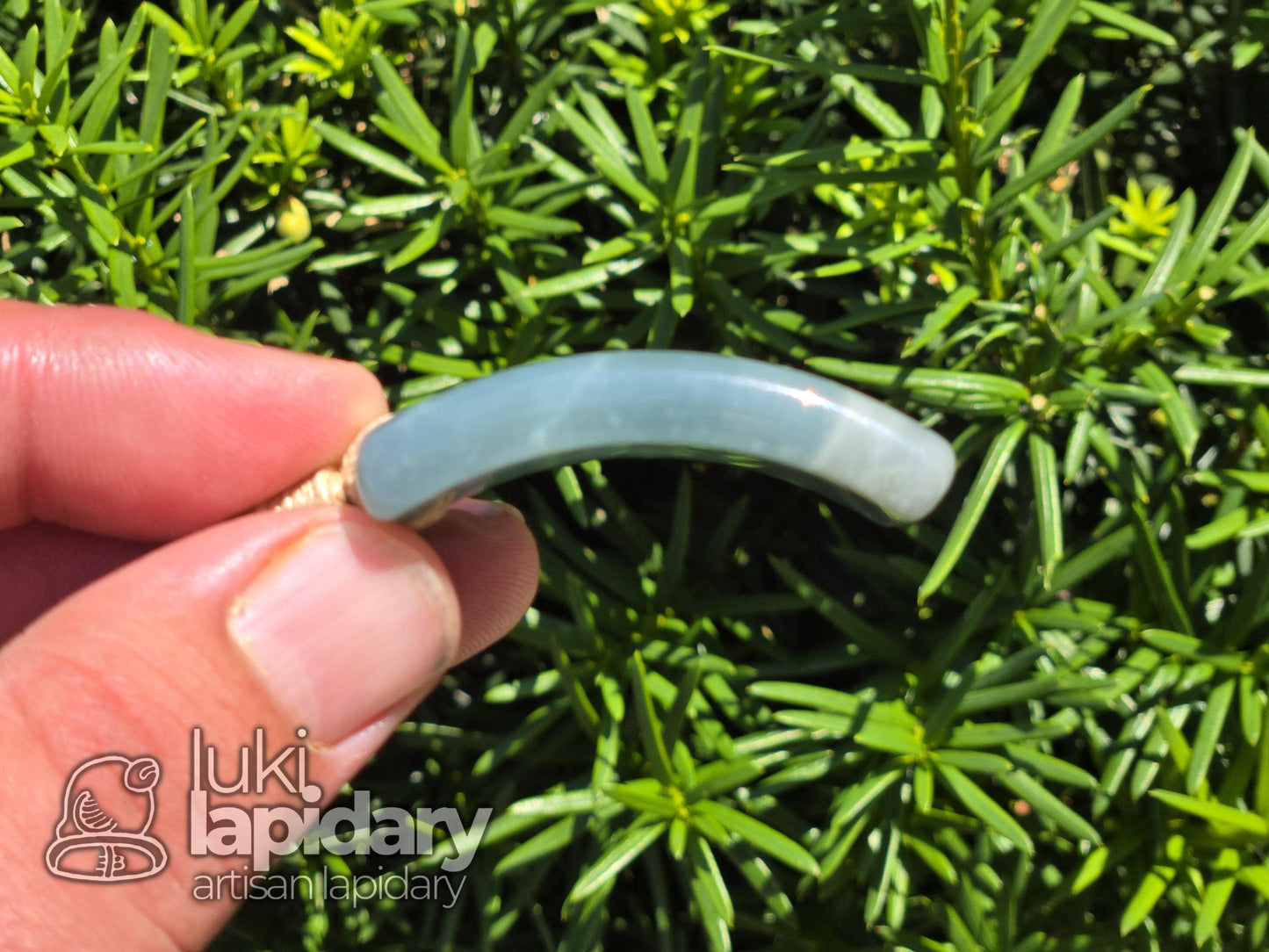 Guatemalan Blue Jadeite Freeform Pendant — Translucent Mayan Jade, Medium