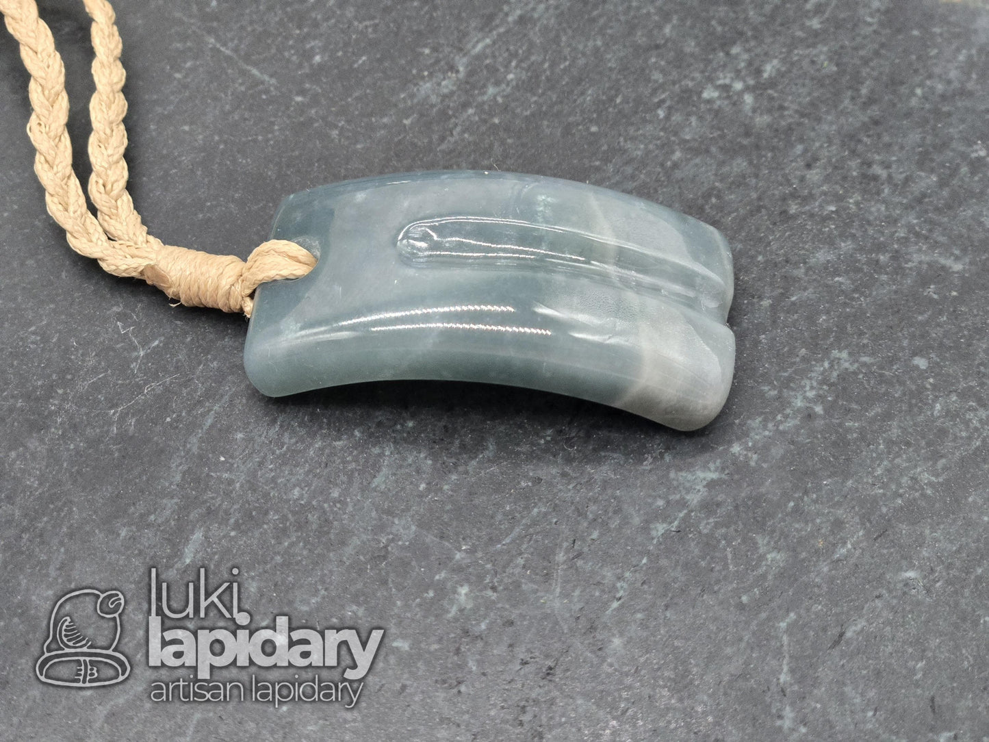 Guatemalan Blue Jadeite Freeform Pendant — Translucent Mayan Jade, Medium