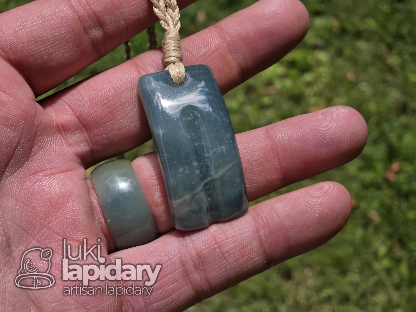 Guatemalan Blue Jadeite Freeform Pendant — Translucent Mayan Jade, Medium
