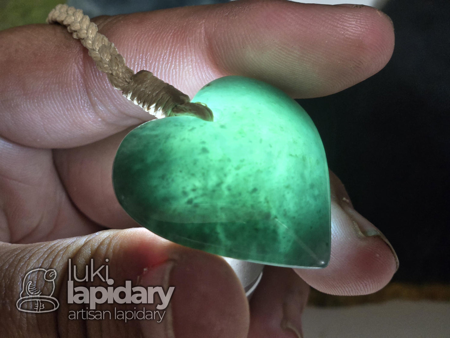 Guatemalan Blue Jadeite Heart Pendant — Rare Translucent Mayan Jade