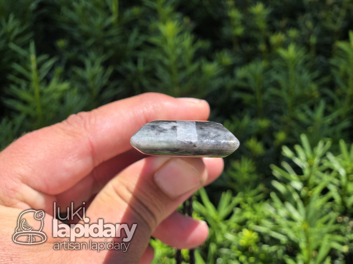 Mottled Black Jadeite Toki Pendant
