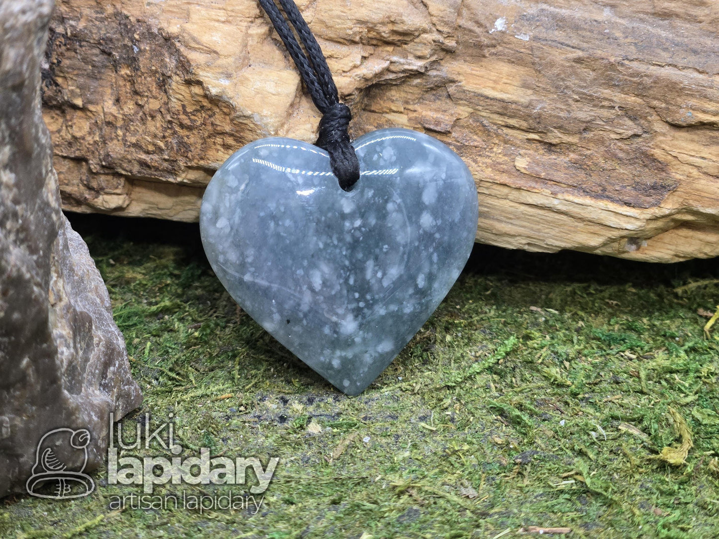 Snowy Princesa Jadeite Heart Pendant — Translucent Guatemalan Jade
