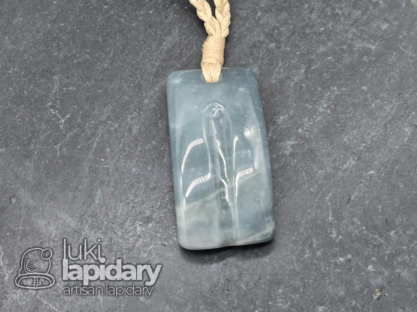 Guatemalan Blue Jadeite Freeform Pendant — Translucent Mayan Jade, Medium
