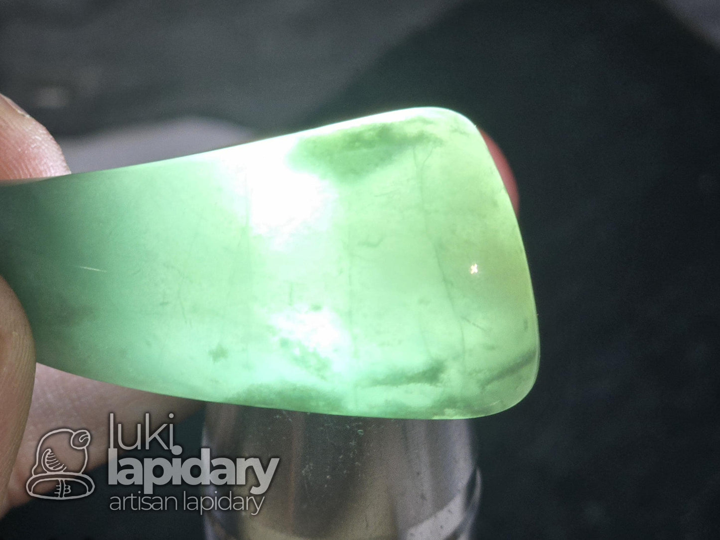Guatemalan Blue Jadeite Freeform Pendant — Translucent Mayan Jade