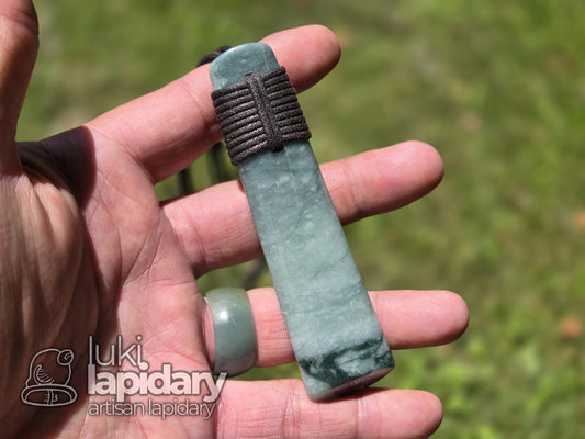 Celestial Jadeite Toki Pendant — Rare Two-Tone Guatemalan Jade, Māori-Style Wrap