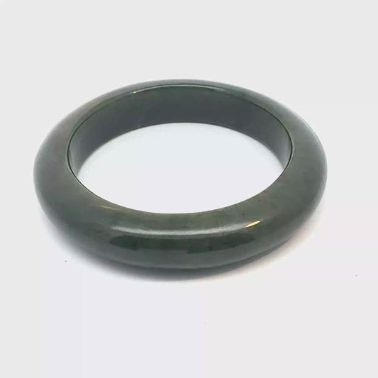 Minimalist Dark Green Pakistani Nephrite Bangle, Type A