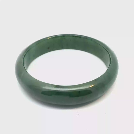 Solid Green Pakistani Nephrite Bangle, Natural Type A