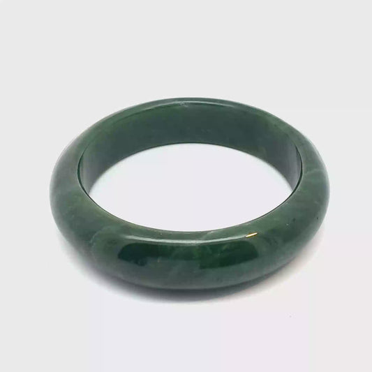 Dark Spinach Green Pakistani Nephrite Bangle, Natural Type A