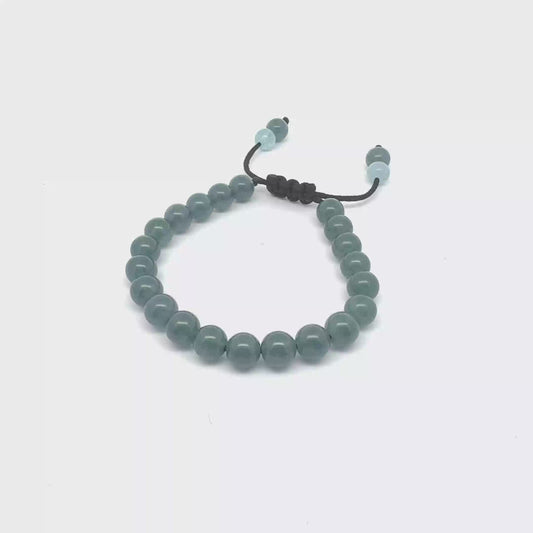 Icy Princesa Blue Jadeite & Aquamarine Bracelet | 7.5 mm