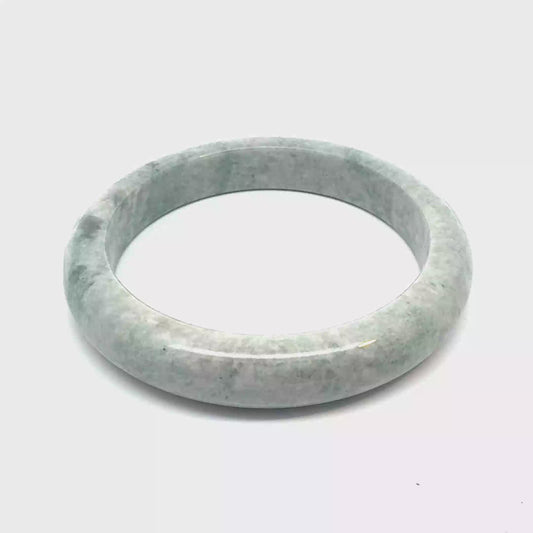 63.57 mm QAR Kazakh Jadeite Bangle, Mottled Light Green, Natural Type A