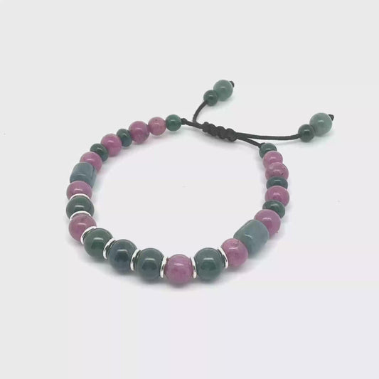 Princesa Blue-Green Jadeite & Ruby Bracelet | 8.5 mm