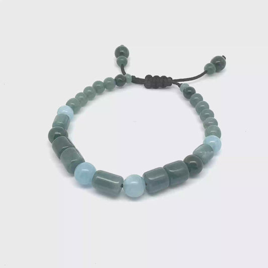 Princesa Blue Jadeite & Aquamarine Bracelet | 8 mm