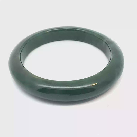 Deep Green Pakistani Nephrite Bangle, Natural Type A