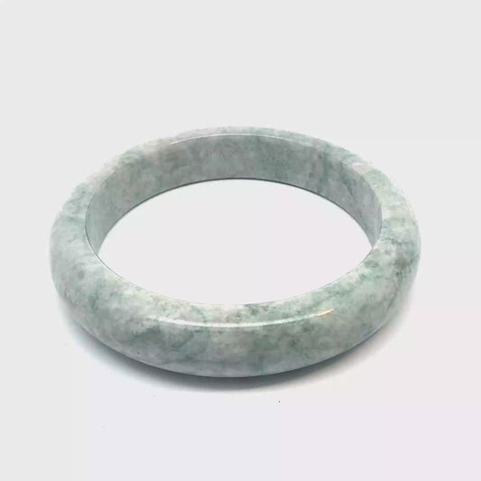 63.58 mm QAR Kazakh Jadeite Bangle, Pale Green and White, Natural Type A
