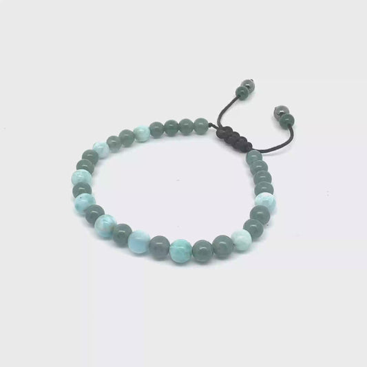 Princesa Blue Jadeite, Larimar & Hematite Bracelet | 6 mm