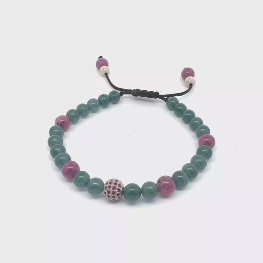 Icy Princesa Blue Jadeite & Ruby Bracelet | 7 mm