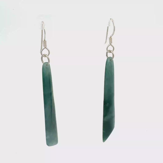 Princesa Blue Guatemalan Jade Dangle Earrings in Silver