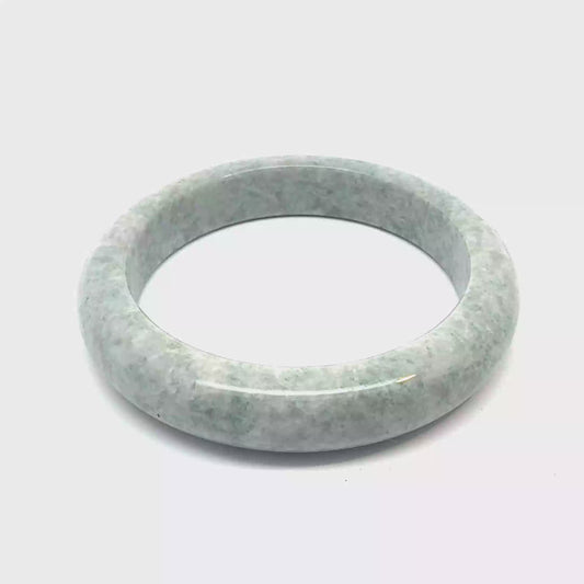 60.47 mm QAR Kazakh Jadeite Bangle, Light Green and White, Natural Type A