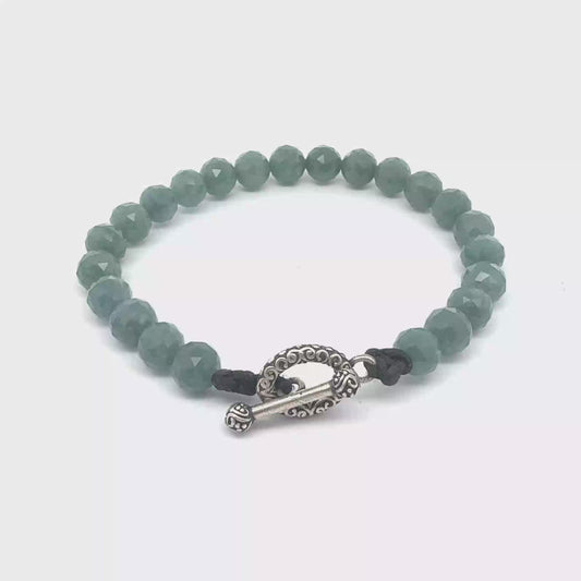 Faceted Snowy Princesa Blue Jadeite Bracelet | 8 mm
