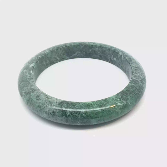 62.57 mm ZHAUHAR Kazakh Jadeite Bangle, Rich Mottled Green, Natural Type A