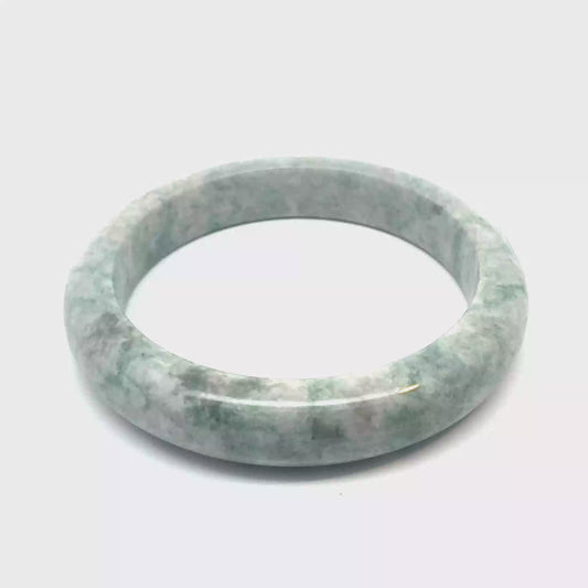 64.40 mm QAR Kazakh Jadeite Bangle, Light Green and White, Natural Type A