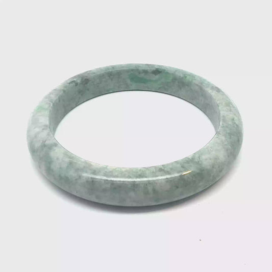 65 mm QAR Kazakh Jadeite Bangle, Light and Dark Green, Natural Type A