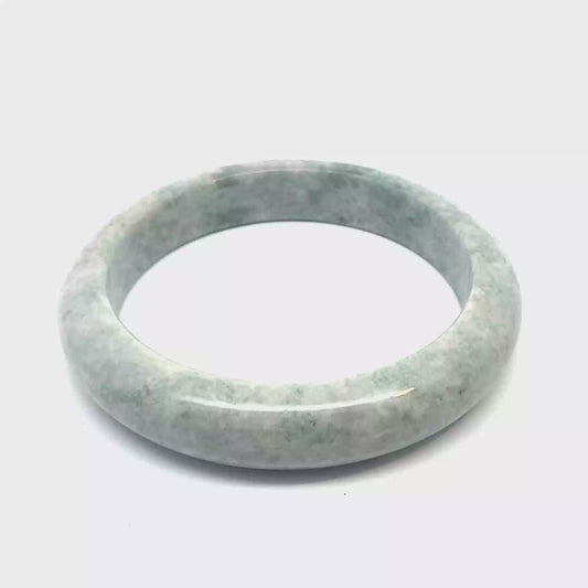 64.42 mm QAR Kazakh Jadeite Bangle, Light Green and Soft White, Natural Type A
