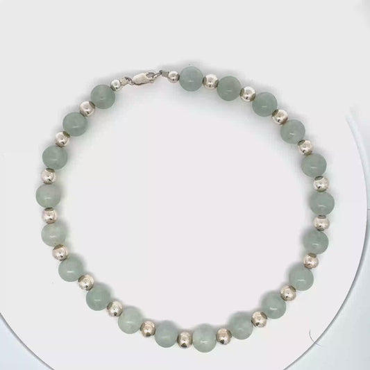 Manzano Guatemalan Jade & Silver Beaded Necklace