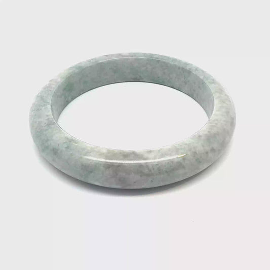 60.91 mm QAR Kazakh Jadeite Bangle, Pale Green and Soft Grey, Natural Type A