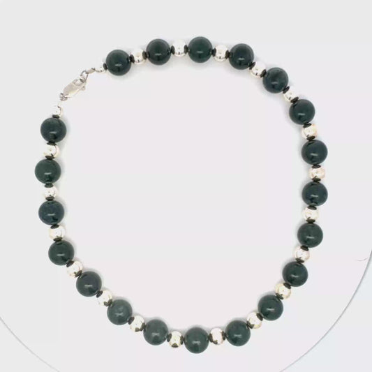 Jaguar Guatemalan Jade & Silver Beaded Necklace
