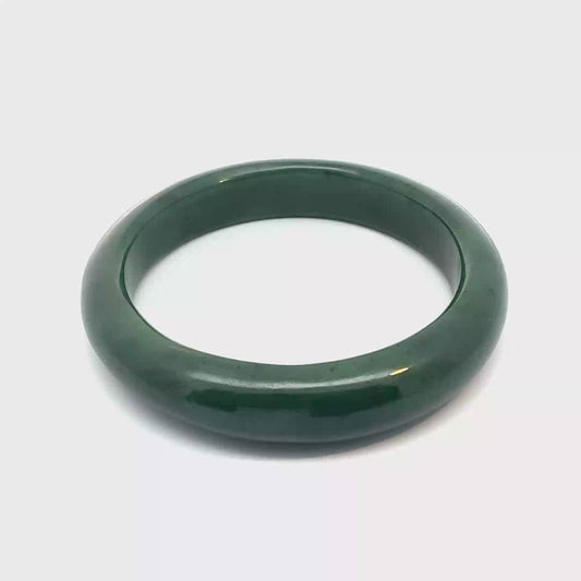 Solid Dark Green Pakistani Nephrite Bangle, Natural Type A