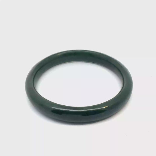 Classic Deep Green Pakistani Nephrite Bangle, Natural Type A