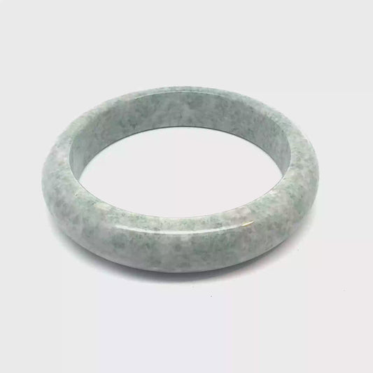 60.6 mm QAR Kazakh Jadeite Bangle, Soft Mottled White, Natural Type A