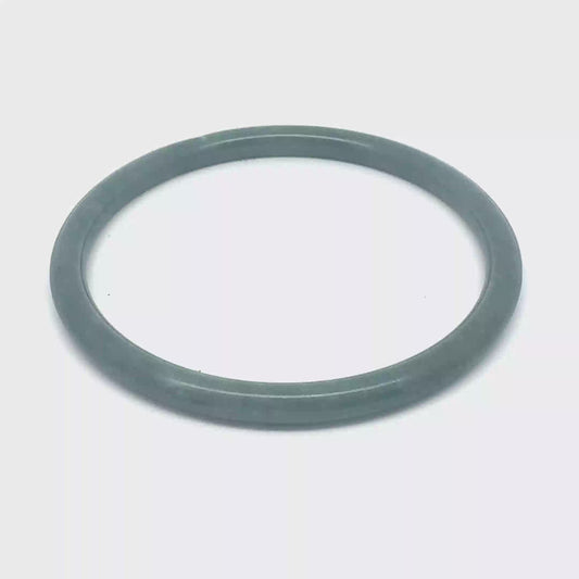 62.5 mm Celestial Blue Jadeite Thin Full-Round Hololith Bangle, Grey-Green