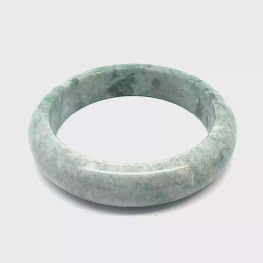 63.64 mm QAR Kazakh Jadeite Bangle, Light Green and White, Natural Type A