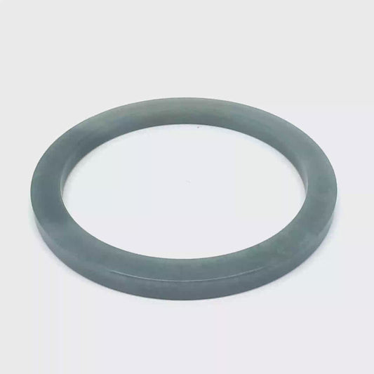 60 mm Celestial Blue Square-Edge Guatemalan Jadeite Bangle, Muted Grey-Green