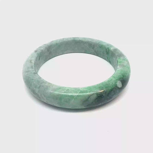 56.65 mm TAU Kazakh Jadeite Bangle, Light and Dark Green, Natural Type A