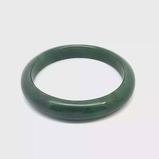 Smooth Forest Green Pakistani Nephrite Bangle, Natural Type A