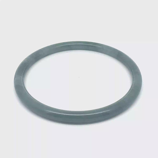 63 mm Celestial Blue Jadeite Thin Full-Round Hololith Bangle, Blue-Grey