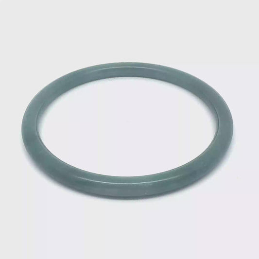 62.5 mm Celestial Blue Jadeite Thin Full-Round Hololith Bangle, Grayish-Blue