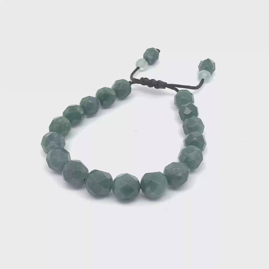 Faceted Snowy Princesa Blue Jadeite & Aquamarine Bracelet | 10 mm