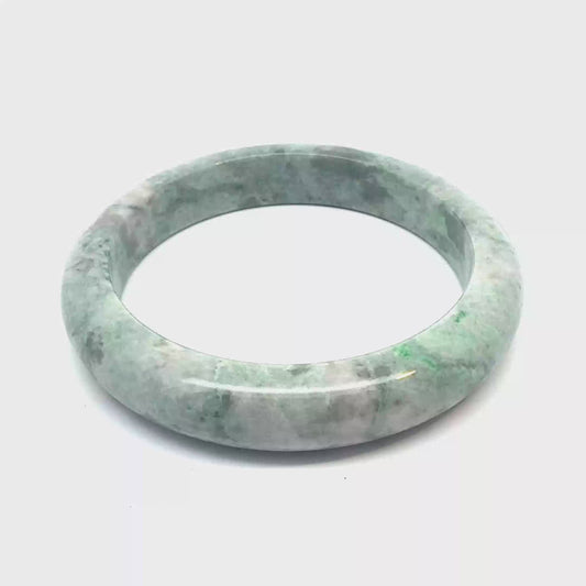 64.45 mm QAR Kazakh Jadeite Bangle, Mottled Green, Natural Type A