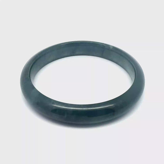 61 mm Princesa Blue Guatemalan Jadeite Half-Round Bangle