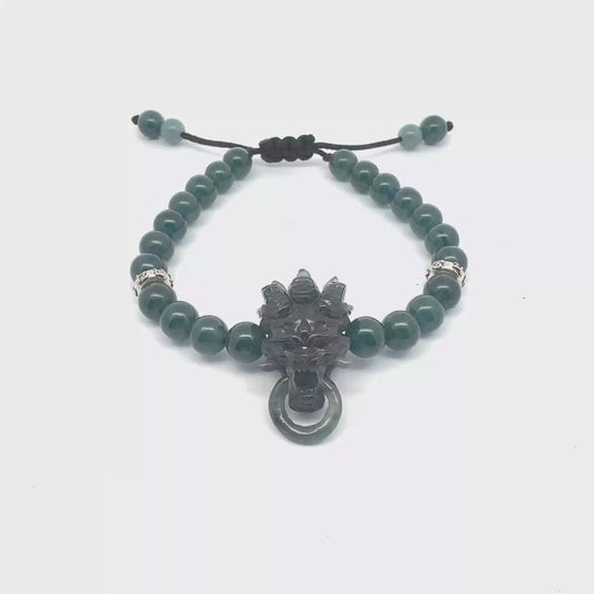 Princesa Blue Jadeite Dragon Knocker Bracelet | 7.5 mm