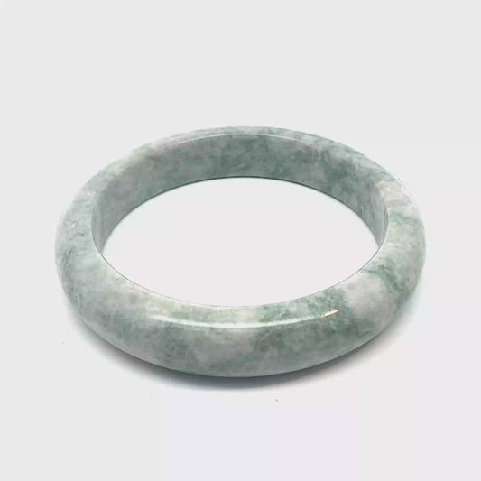 63.64 mm QAR Kazakh Jadeite Bangle, Light Green and White, Natural Type A