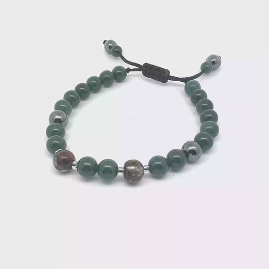 Princesa Blue-Green Jadeite, Hematite & Pallasite Bracelet | 8 mm