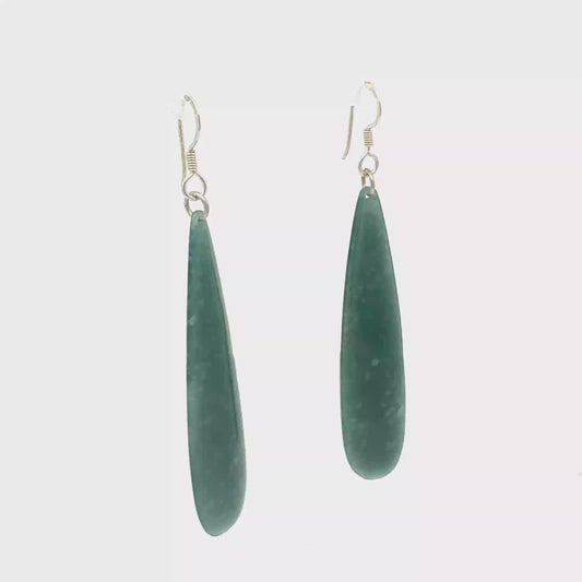 Princesa Blue Guatemalan Jade Teardrop Earrings in Silver