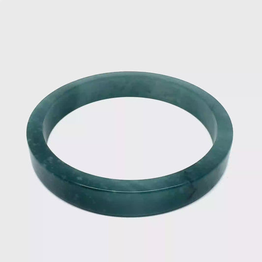 70.5 mm Princesa Blue Guatemalan Jadeite Square-Edge Bangle, Artisan-Carved